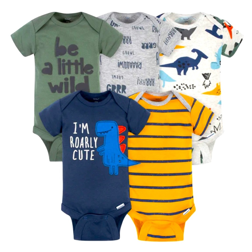 NWT 5-Pack Baby Dino Short Sleeve Onesies Bodysuits 6-9 mos